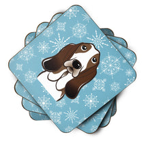 Load image into Gallery viewer, Snowflake Basset Hound Coasters - Set of 4 Lightweight Foam, Absorbent Drink Coasters BB1677FC