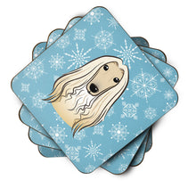 Load image into Gallery viewer, Snowflake Afghan Hound Coasters - Set of 4 Lightweight Foam, Absorbent Drink Coasters BB1678FC