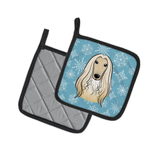 Load image into Gallery viewer, Snowflake Afghan Hound Pot Holders - Set of 2 - Heat-Resistant Kitchen Essentials BB1678PTHD