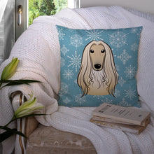 Load image into Gallery viewer, Snowflake Afghan Hound Throw Pillow - 14x14 Decorative Pillow – Art for Your Home &amp; Patio BB1678PW1414