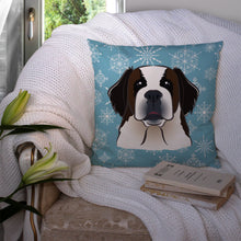 Load image into Gallery viewer, Snowflake Saint Bernard Throw Pillow - 14x14 Decorative Pillow – Art for Your Home &amp; Patio BB1680PW1414