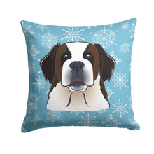 Load image into Gallery viewer, Snowflake Saint Bernard Throw Pillow - 14x14 Decorative Pillow – Art for Your Home &amp; Patio BB1680PW1414