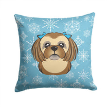Load image into Gallery viewer, Snowflake Chocolate Brown Shih Tzu Throw Pillow - 14x14 Decorative Pillow – Art for Your Home &amp; Patio BB1683PW1414
