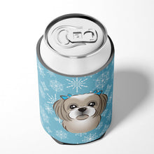 Load image into Gallery viewer, Snowflake Gray Silver Shih Tzu Can or Bottle Hugger BB1684CC
