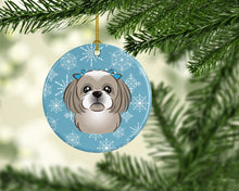 Load image into Gallery viewer, Snowflake Gray Silver Shih Tzu Ceramic Ornament BB1684CO1