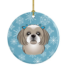 Load image into Gallery viewer, Snowflake Gray Silver Shih Tzu Ceramic Ornament BB1684CO1