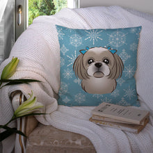Load image into Gallery viewer, Snowflake Gray Silver Shih Tzu Throw Pillow - 14x14 Decorative Pillow – Art for Your Home &amp; Patio BB1684PW1414