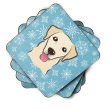 Load image into Gallery viewer, Snowflake Golden Retriever Coasters - Set of 4 Lightweight Foam, Absorbent Drink Coasters BB1686FC