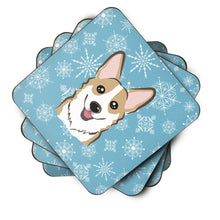 Load image into Gallery viewer, Snowflake Sable Corgi Coasters - Set of 4 Lightweight Foam, Absorbent Drink Coasters BB1687FC