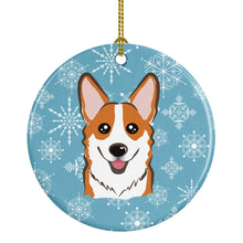 Load image into Gallery viewer, Snowflake Red Corgi Ornament - Round Ceramic Ornament – Artist-Designed Keepsake Decoration BB1688CO1