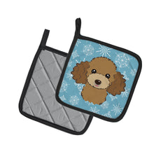 Load image into Gallery viewer, Snowflake Chocolate Brown Poodle Pot Holders - Set of 2 - Heat-Resistant Kitchen Essentials BB1690PTHD