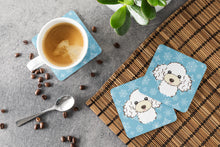 Load image into Gallery viewer, Snowflake White Poodle Coasters - Set of 4 Lightweight Foam, Absorbent Drink Coasters BB1691FC