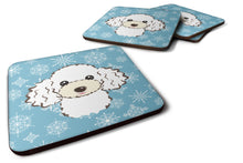 Load image into Gallery viewer, Snowflake White Poodle Coasters - Set of 4 Lightweight Foam, Absorbent Drink Coasters BB1691FC