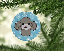 Load image into Gallery viewer, Snowflake Silver Gray Poodle Ornament - Round Ceramic Ornament – Artist-Designed Keepsake Decoration BB1693CO1