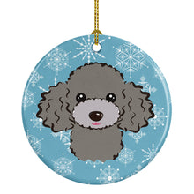 Load image into Gallery viewer, Snowflake Silver Gray Poodle Ornament - Round Ceramic Ornament – Artist-Designed Keepsake Decoration BB1693CO1