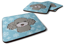 Load image into Gallery viewer, Snowflake Silver Gray Poodle Coasters - Set of 4 Lightweight Foam, Absorbent Drink Coasters BB1693FC