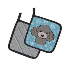 Load image into Gallery viewer, Snowflake Silver Gray Poodle Pot Holders - Set of 2 - Heat-Resistant Kitchen Essentials BB1693PTHD