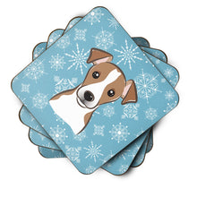 Load image into Gallery viewer, Snowflake Jack Russell Terrier Coasters - Set of 4 Lightweight Foam, Absorbent Drink Coasters BB1694FC