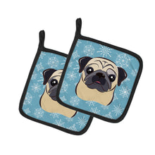 Load image into Gallery viewer, Snowflake Fawn Pug Pot Holders - Set of 2 - Heat-Resistant Kitchen Essentials BB1696PTHD