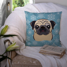 Load image into Gallery viewer, Snowflake Fawn Pug Throw Pillow - 14x14 Decorative Pillow – Art for Your Home &amp; Patio BB1696PW1414