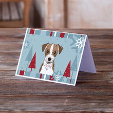 Load image into Gallery viewer, Winter Holiday Jack Russell Terrier Greeting Cards -  Blank Note Cards – 8-Pack of Artist-Designed Cards with Envelopes