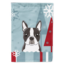 Load image into Gallery viewer, Winter Holiday Boston Terrier Flag Canvas House Size BB1699CHF