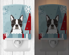 Load image into Gallery viewer, Winter Holiday Boston Terrier Ceramic Night Light BB1699CNL