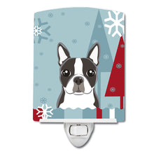 Load image into Gallery viewer, Winter Holiday Boston Terrier Ceramic Night Light BB1699CNL