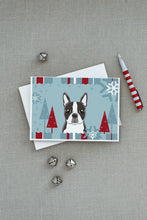 Load image into Gallery viewer, Winter Holiday Boston Terrier Greeting Cards -  Blank Note Cards – 8-Pack of Artist-Designed Cards with Envelopes