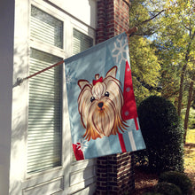 Load image into Gallery viewer, Winter Holiday Yorkie Yorkshire Terrier Flag Canvas House Size BB1700CHF