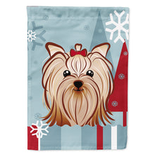 Load image into Gallery viewer, Winter Holiday Yorkie Yorkshire Terrier Flag Canvas House Size BB1700CHF