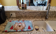 Load image into Gallery viewer, Winter Holiday Yorkie Yorkishire Terrier Dish Drying Mat – Absorbent, Artistic Kitchen Essentials BB1700DDM