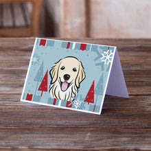 Load image into Gallery viewer, Winter Holiday Golden Retriever Greeting Cards -  Blank Note Cards – 8-Pack of Artist-Designed Cards with Envelopes