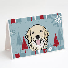 Load image into Gallery viewer, Winter Holiday Golden Retriever Greeting Cards -  Blank Note Cards – 8-Pack of Artist-Designed Cards with Envelopes