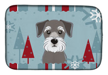 Load image into Gallery viewer, Winter Holiday Schnauzer Dish Drying Mat – Absorbent, Artistic Kitchen Essentials BB1702DDM