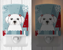 Load image into Gallery viewer, Winter Holiday Maltese Ceramic Night Light BB1704CNL