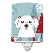 Load image into Gallery viewer, Winter Holiday Maltese Ceramic Night Light BB1704CNL