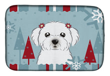 Load image into Gallery viewer, Winter Holiday Maltese Dish Drying Mat – Absorbent, Artistic Kitchen Essentials BB1704DDM