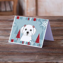 Load image into Gallery viewer, Winter Holiday Maltese Greeting Cards -  Blank Note Cards – 8-Pack of Artist-Designed Cards with Envelopes