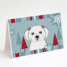 Load image into Gallery viewer, Winter Holiday Maltese Greeting Cards -  Blank Note Cards – 8-Pack of Artist-Designed Cards with Envelopes
