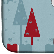 Load image into Gallery viewer, Winter Holiday Bull Terrier Dish Drying Mat – Absorbent, Artistic Kitchen Essentials BB1705DDM