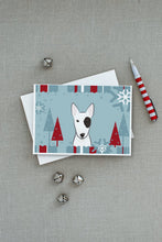 Load image into Gallery viewer, Winter Holiday Bull Terrier Greeting Cards -  Blank Note Cards – 8-Pack of Artist-Designed Cards with Envelopes