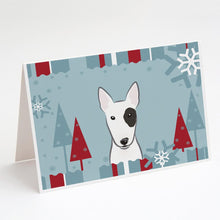 Load image into Gallery viewer, Winter Holiday Bull Terrier Greeting Cards -  Blank Note Cards – 8-Pack of Artist-Designed Cards with Envelopes