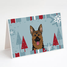 Load image into Gallery viewer, Winter Holiday German Shepherd Greeting Cards -  Blank Note Cards – 8-Pack of Artist-Designed Cards with Envelopes