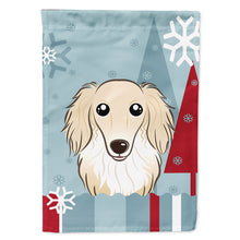 Load image into Gallery viewer, Winter Holiday Longhair Creme Dachshund Flag Canvas House Size BB1708CHF