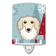 Load image into Gallery viewer, Winter Holiday Longhair Creme Dachshund Ceramic Night Light BB1708CNL