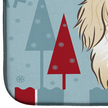 Load image into Gallery viewer, Winter Holiday Longhair Creme Dachshund Dish Drying Mat – Absorbent, Artistic Kitchen Essentials BB1708DDM