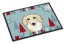 Load image into Gallery viewer, Winter Holiday Longhair Creme Dachshund Doormat - 24x36 Decorative Floor Mat – Indoor/Outdoor Rug with Artistic Flair BB1708JMAT