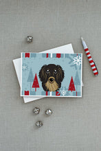 Load image into Gallery viewer, Winter Holiday Longhair Black and Tan Dachshund Greeting Cards -  Blank Note Cards – 8-Pack of Artist-Designed Cards with Envelopes