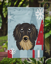 Load image into Gallery viewer, Winter Holiday Longhair Black and Tan Dachshund Garden Flag – Decorative Outdoor Yard Flag BB1709GF